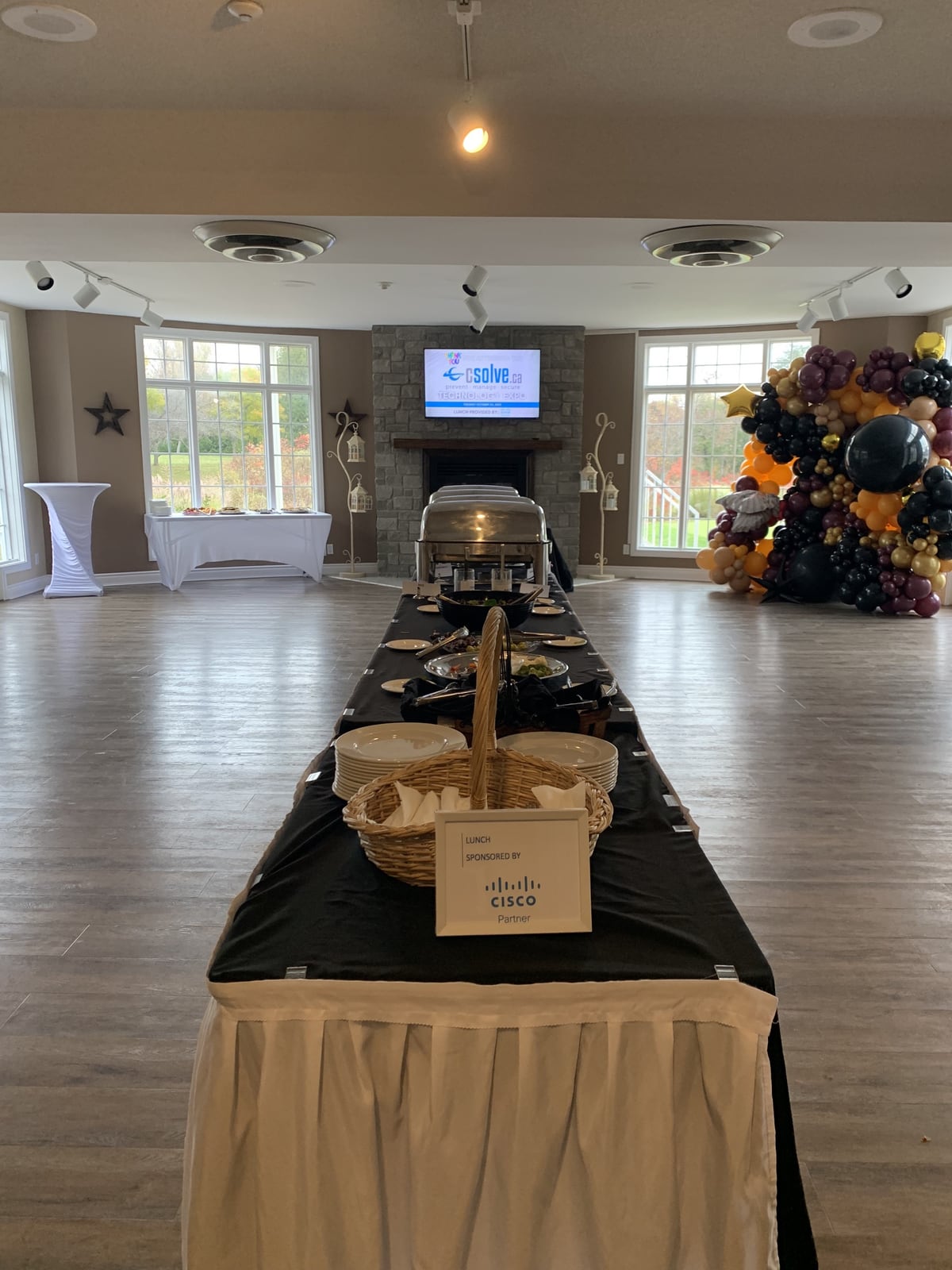 CSOLVE Technology Expo event room prepared for lunch and partner sessions